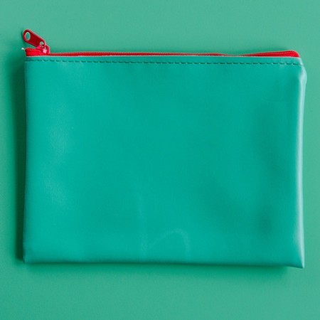 gracie zip purse - emerald green with red zip