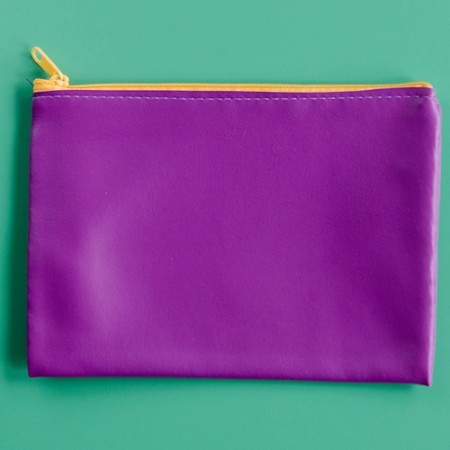 gracie zip purse - heather with yellow zip