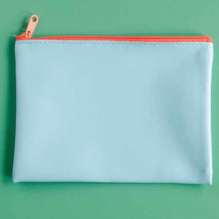 gracie zip purse - aqua with orange zip
