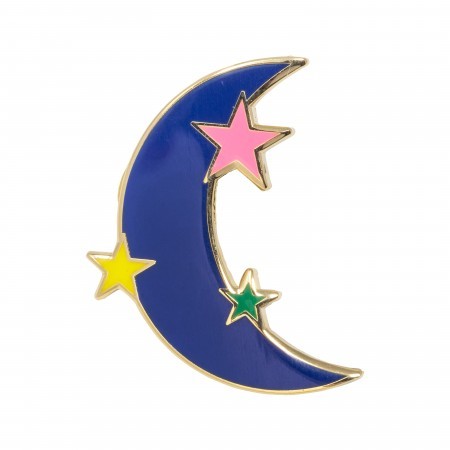 moon & stars enamel pin