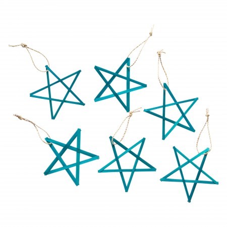 set of 6 bamboo star decorations
