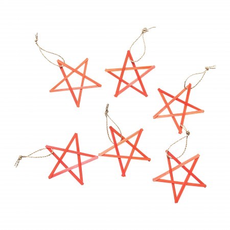set of 6 bamboo star decorations