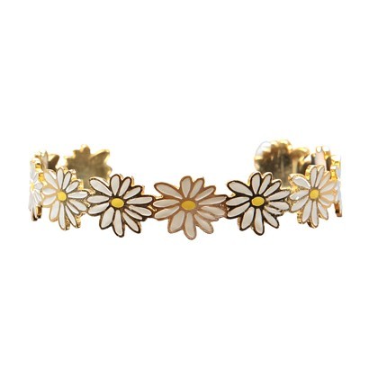 Hand enameled limited edition cuff bangle- daisies