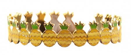Hand enameled limited edition cuff bangle - pineapple