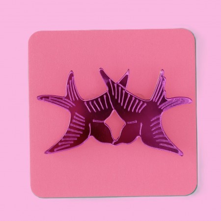 twiggy bird brooch - magenta mirror