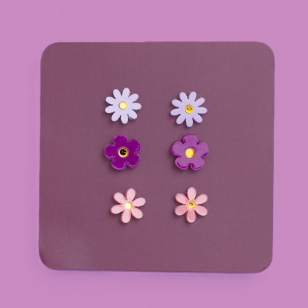 trio of jean flower earrings