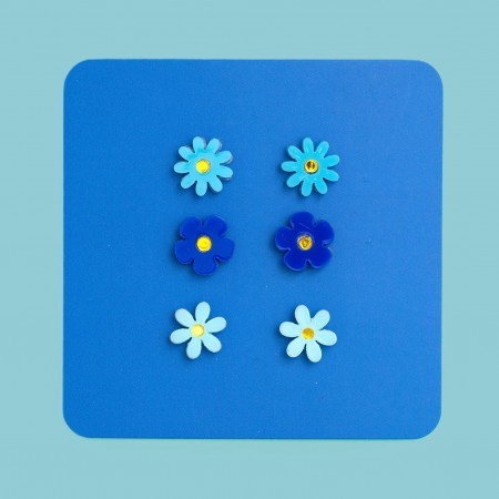 trio of jean flower earrings