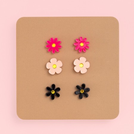 trio of jean flower earrings