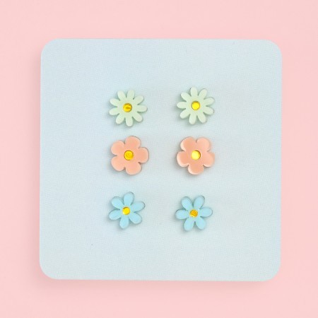 trio of jean flower earrings