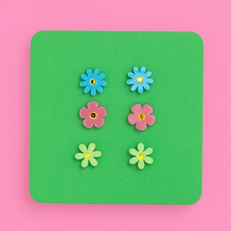 trio of jean flower earrings