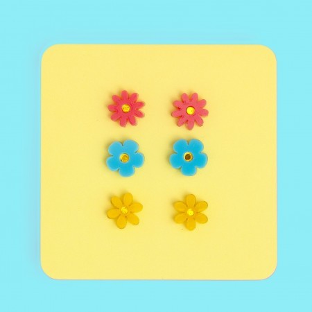 trio of jean flower earrings