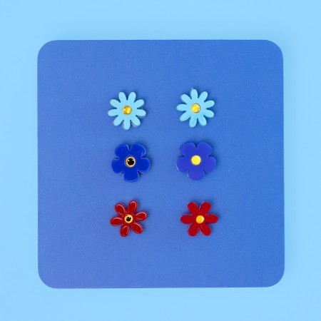 trio of jean flower earrings