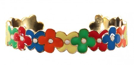 Hand enameled limited edition cuff bangle - flowers