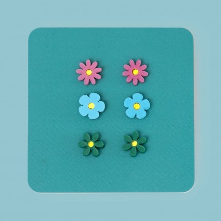 trio of jean flower earrings