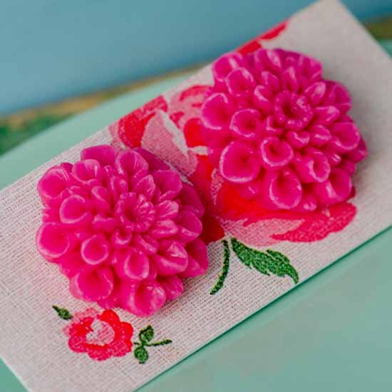 tolly flower earrings - vivid pink