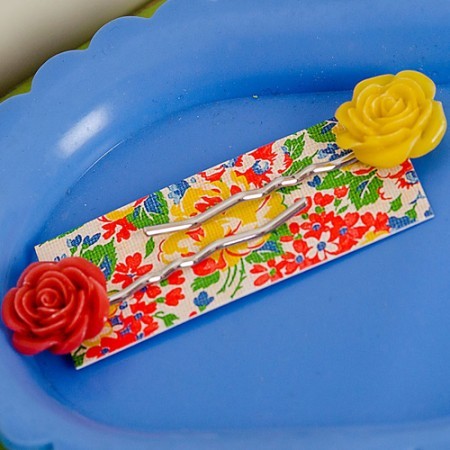 esme hair slides - sunshine yellow and red