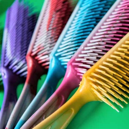 colourful hair brushes