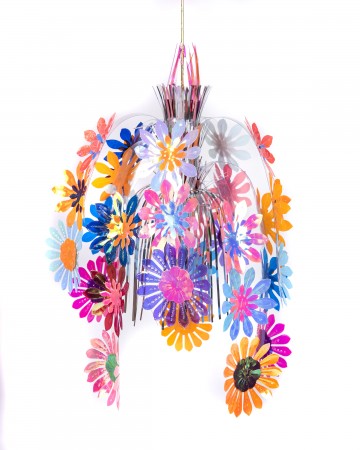 box of 6 hanging decorations - neon multi colour