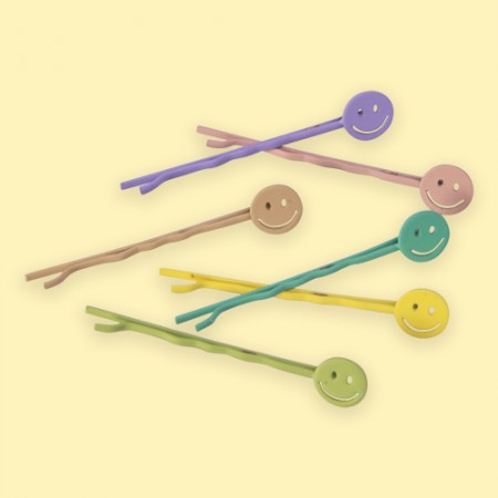 set of 6 smiley face bobby pins